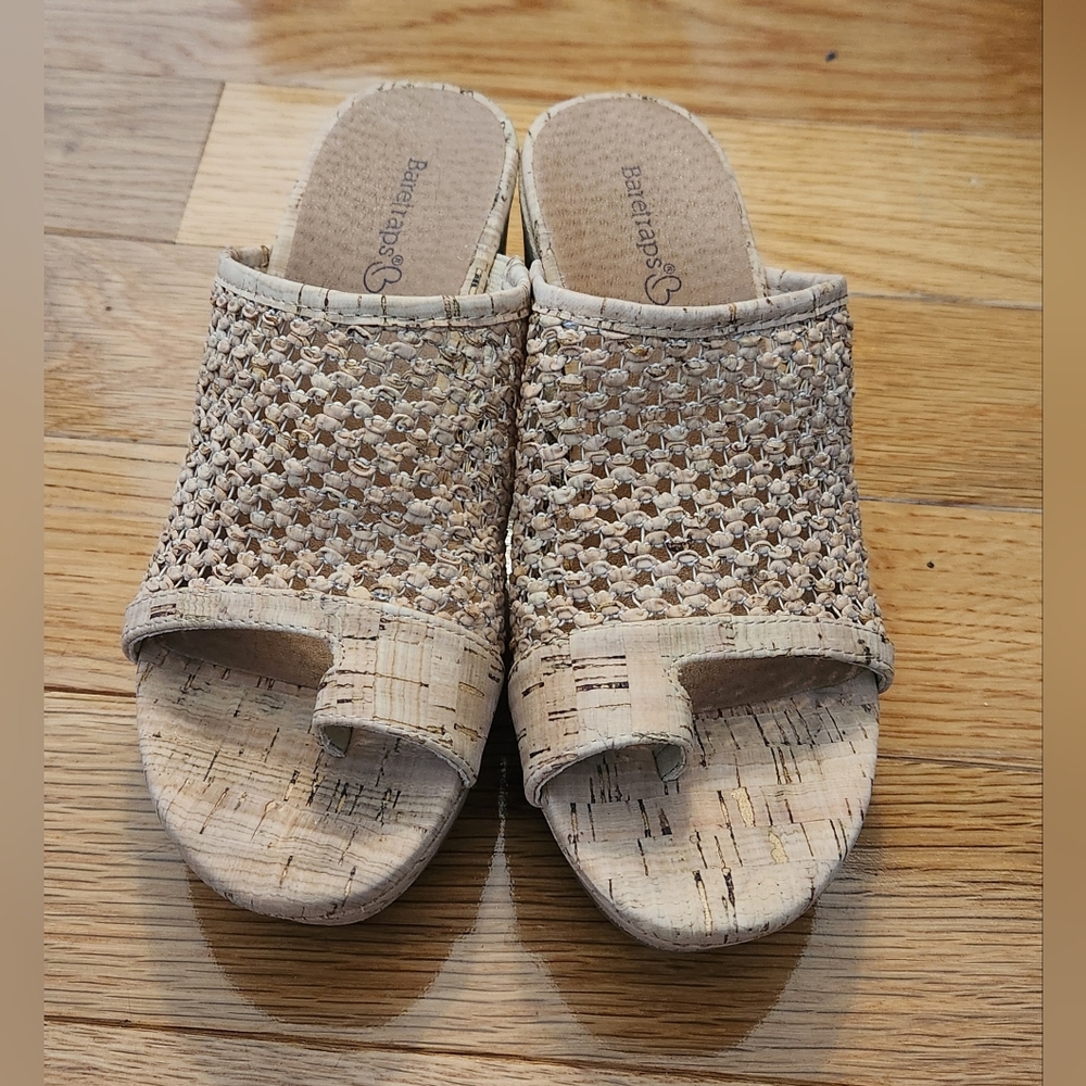 BareTraps Tan Woven Mules
